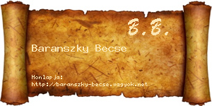 Baranszky Becse névjegykártya